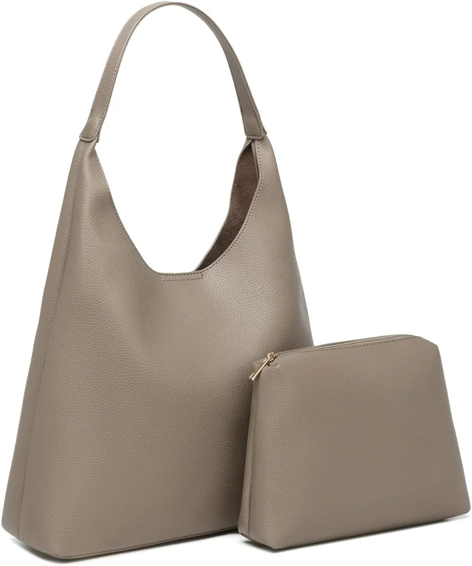 2 Pcs Slouchy PU Leather Hobo Bags Women Trendy Underarm Shoulder Bag Cute Satchel Crescent Crossbody Purse Tote Handbag