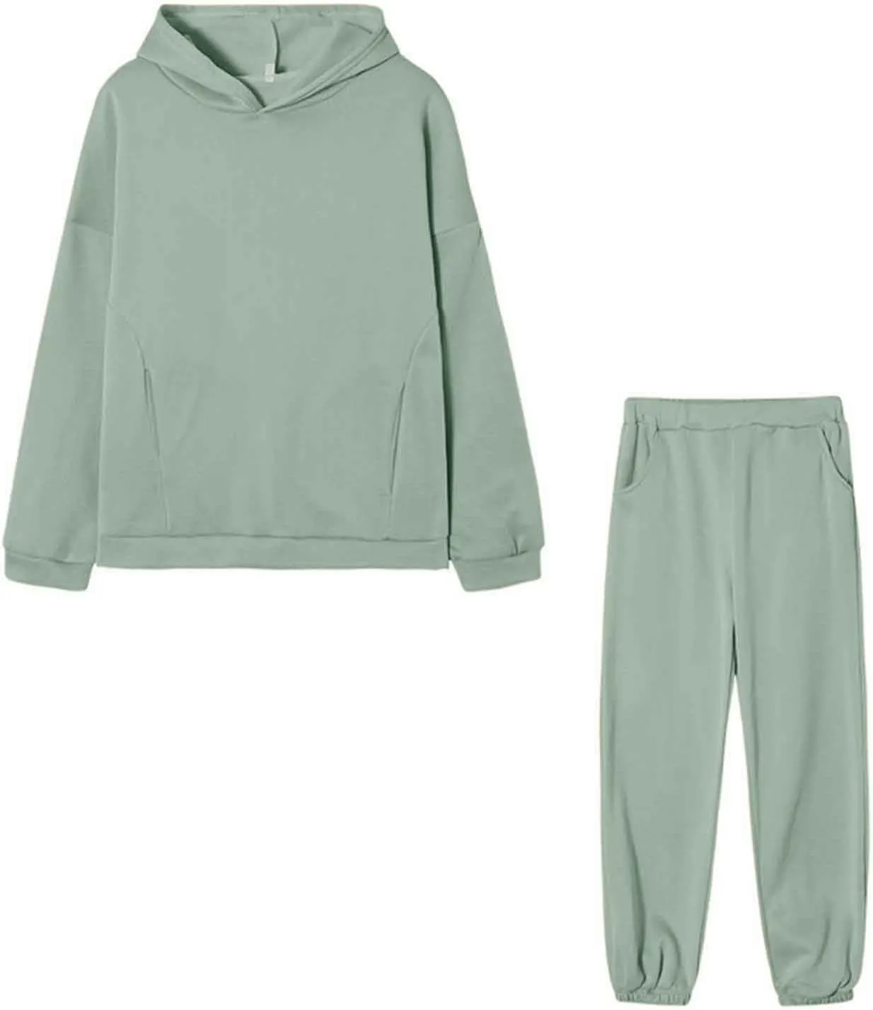 2 Piece Outfits for Women, Womens Sweatshirts Oversized Long Sleeve Hoodie Pullover Tracksuit Jogger Sweatsuits with Pockets