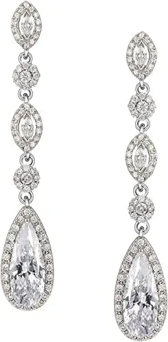 3CT Pear Cut Wedding Earrings for Dangle Drop Earrings for Women Drop And Dangle Earrings 14k White Gold Plated