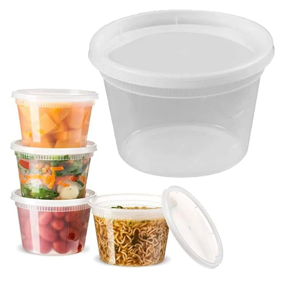 48 Ct Deli Containers w/ Lids 16oz BPA-Free Plastic Meal Prep Clear Food Storage