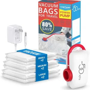 6-Pack USB Electric Vacuum Compression Bags  Save Space, Travel Light!