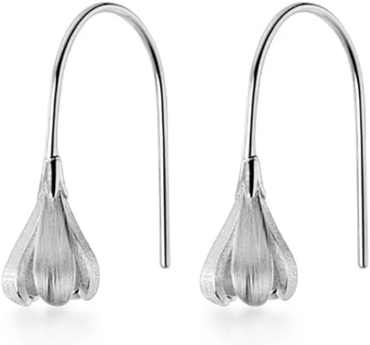925 Sterling Silver Flower Drop Earrings Dangle for Women Teens Bud Flower Drop Earrings Hook Studs Hypoallergenic
