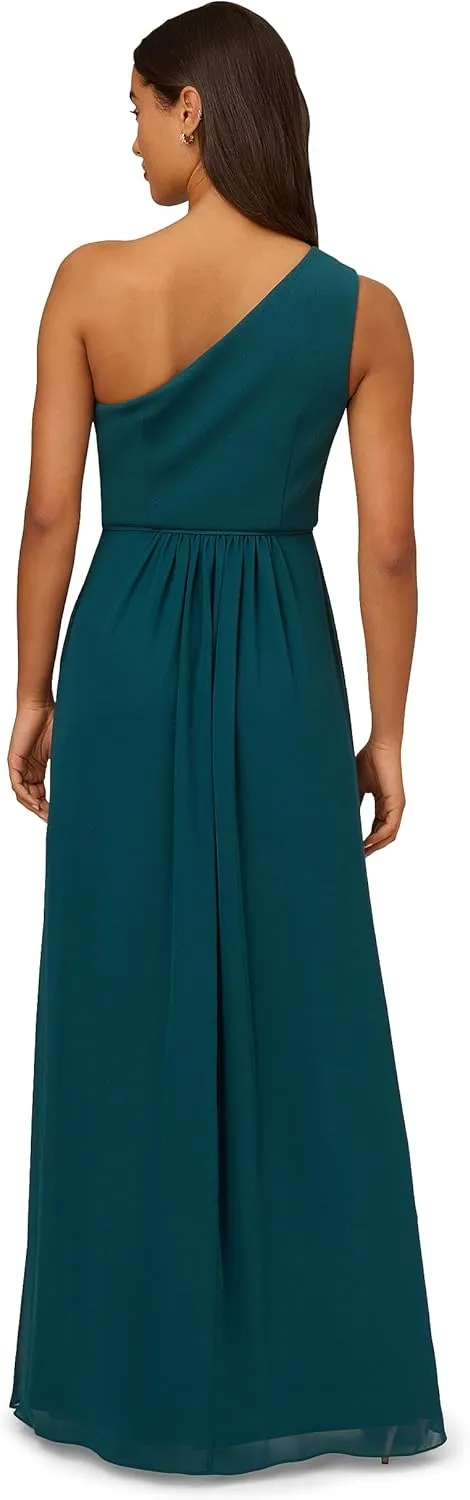 Adrianna Papell Women's One Shoulder Chiffon Gown