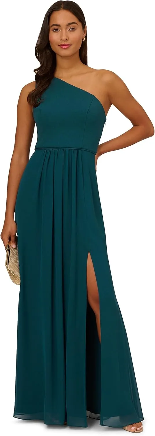 Adrianna Papell Women's One Shoulder Chiffon Gown