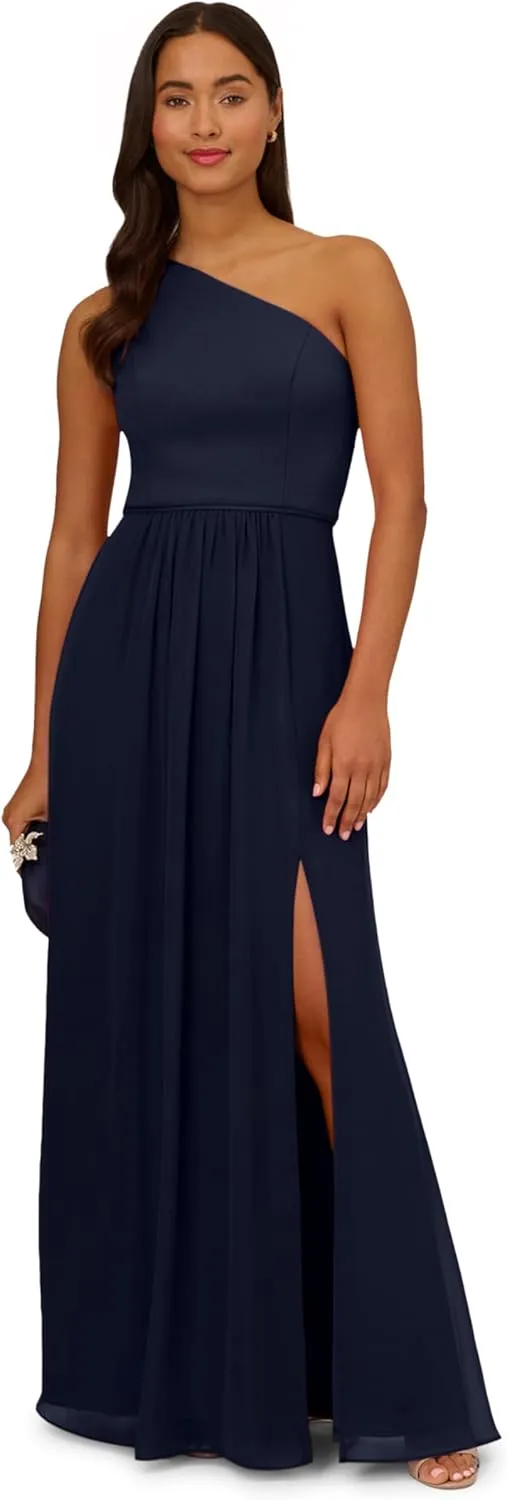 Adrianna Papell Women's One Shoulder Chiffon Gown