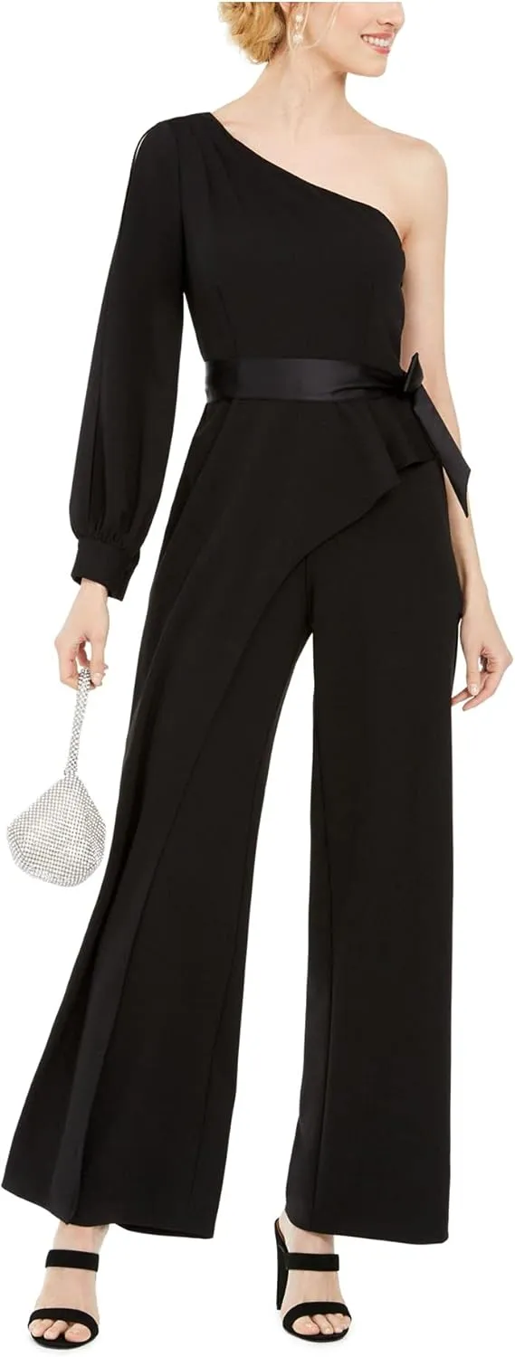 Adrianna Papell womens One Shoulder Crepe Jumpsuit