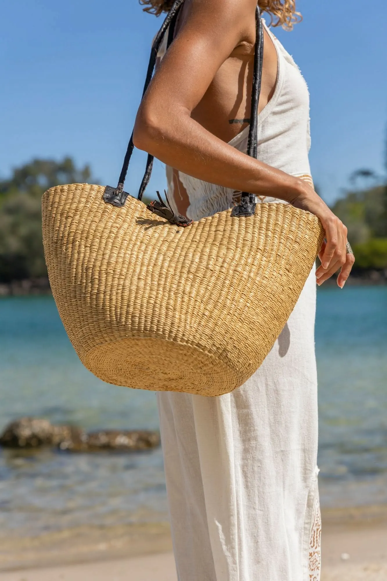 African Woven Basket in Natural - Wholesale