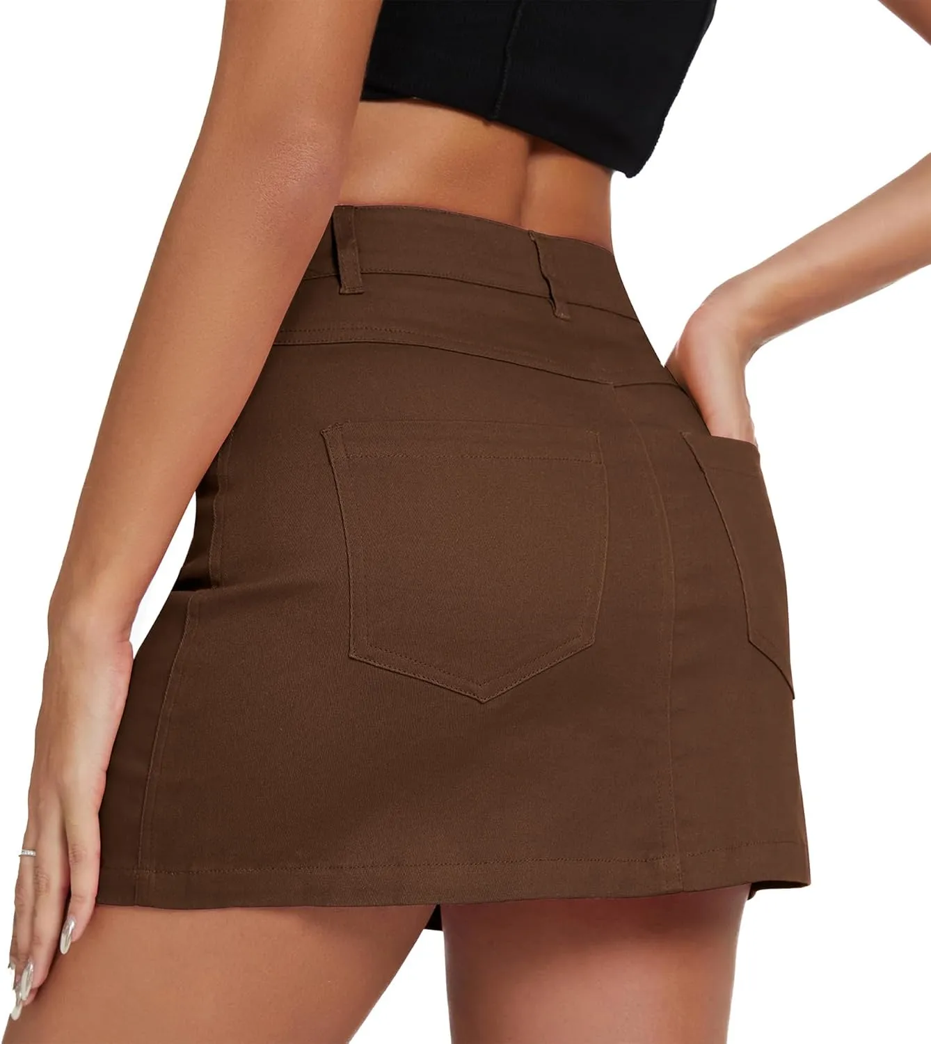 American Trends Women Mini Skirt with Slit High Waist Mini Denim Skirt Causal Bodycon Short Jean Skirts with Pockets