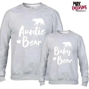 Auntie Bear & Little Bear Matching Light Grey Sweaters (MRK X)