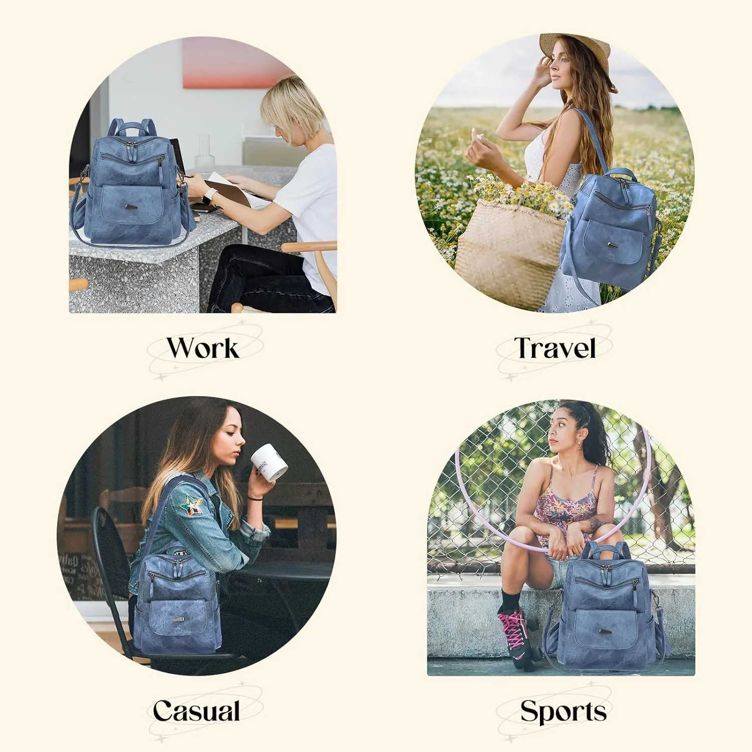 Backpack Purse for Women, Women Backpack Purse Small Leather Waterproof Anti-theft Shoulder Bags Handbags Ladies