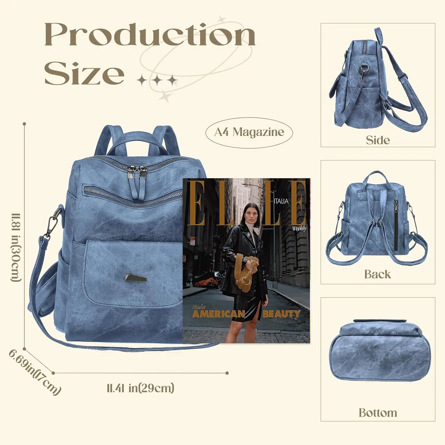 Backpack Purse for Women, Women Backpack Purse Small Leather Waterproof Anti-theft Shoulder Bags Handbags Ladies