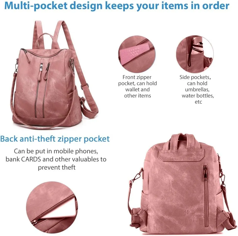 Backpack Purse for Women, Women Backpack Purse Small Leather Waterproof Anti-theft Shoulder Bags Handbags Ladies