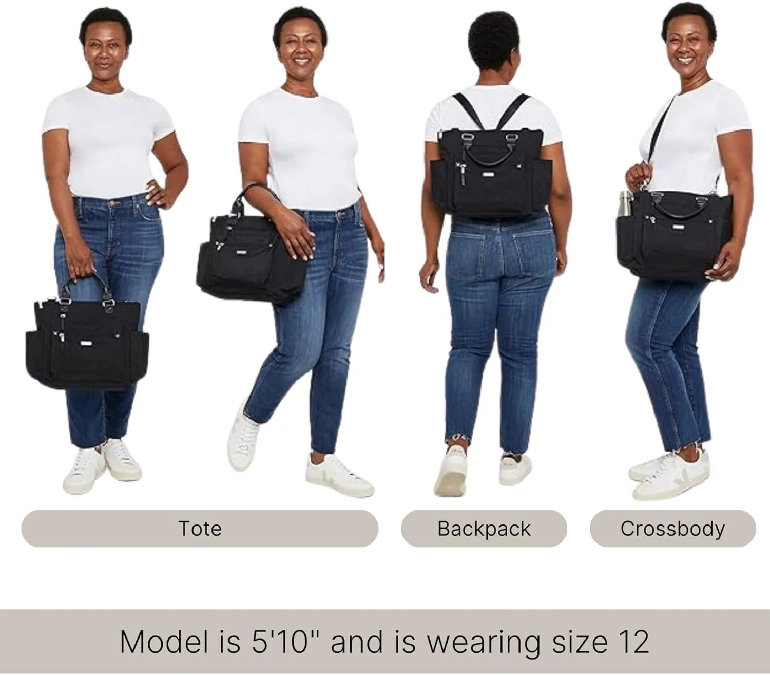 Baggallini 3-in-1 Convertible Backpack with RFID Phone Wristlet Midnight Blossom One Size