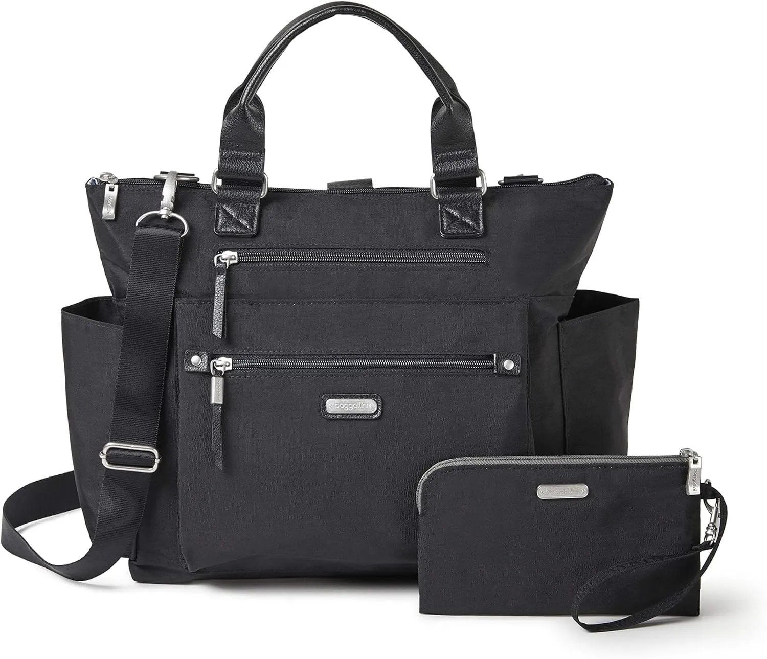 Baggallini Womens 3-in-1 Convertible Backpack With RFID Phone Wristlet, Black, One Size US