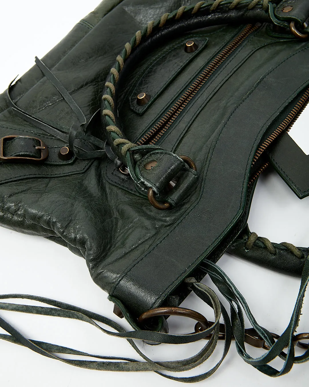 Balenciaga Forest Green Leather Motocross Classic First Bag
