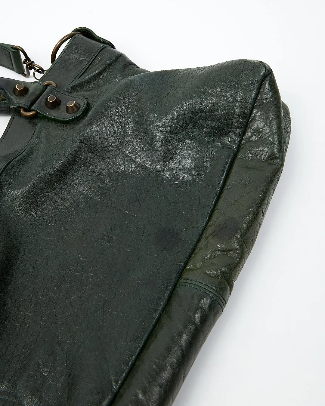 Balenciaga Forest Green Leather Motocross Classic First Bag