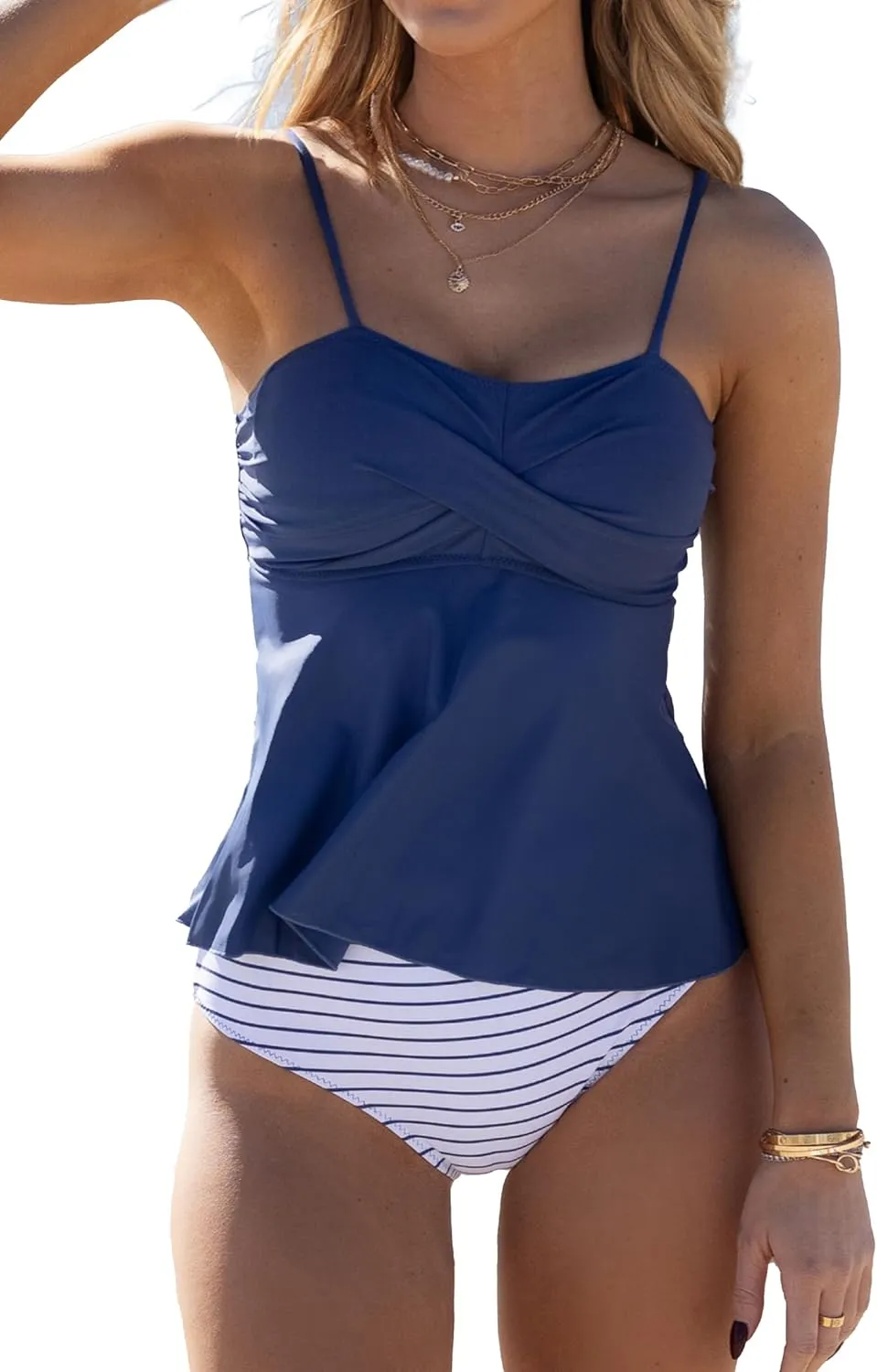 Beachsissi Women Tankini Swimsuit Twist Front Floral Print 2 Piece Bathing Suit