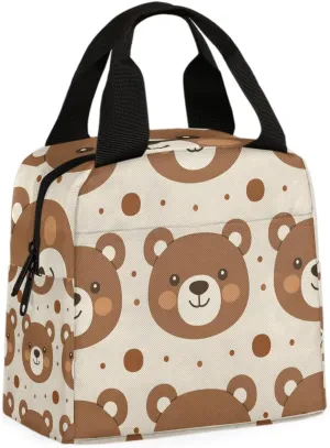 Bear Babys Lunch Bag Brown Bear Cub Tote Lunch Bag Reusable Lunch Box Leakproof Cooler Bag