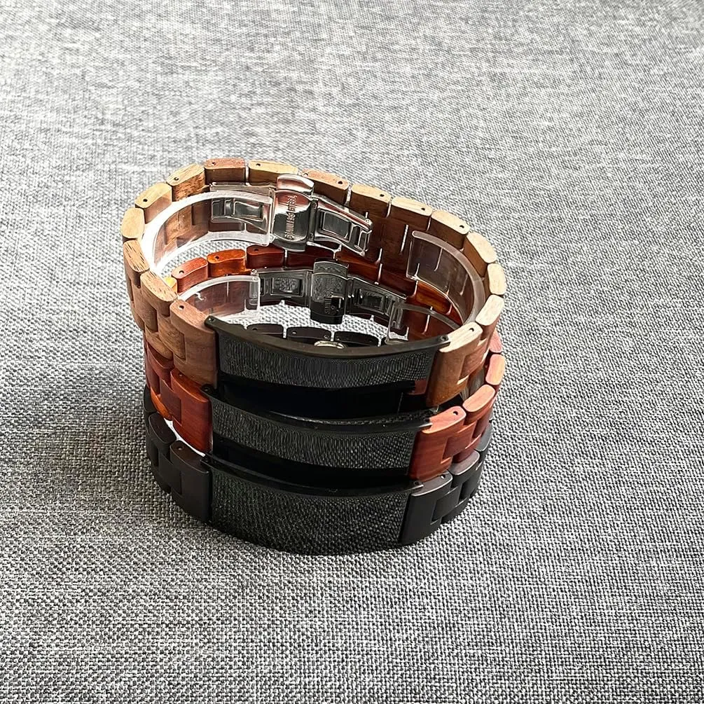 Bible Verses Cross Bracelets Luck 1:45 Ebony Wood/Red Sandalwood/Walnut Wood & Stainless Steel ID Wooden Bracelets Adjustable Bangle Jewelry Gifts for Men - 8.26in