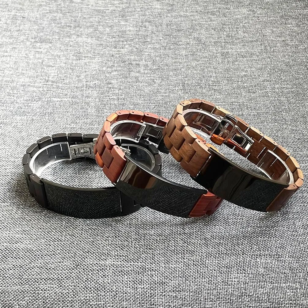 Bible Verses Cross Bracelets Luck 1:45 Ebony Wood/Red Sandalwood/Walnut Wood & Stainless Steel ID Wooden Bracelets Adjustable Bangle Jewelry Gifts for Men - 8.26in