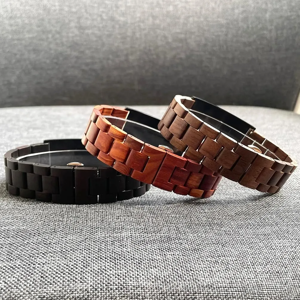 Bible Verses Cross Bracelets Luck 1:45 Ebony Wood/Red Sandalwood/Walnut Wood & Stainless Steel ID Wooden Bracelets Adjustable Bangle Jewelry Gifts for Men - 8.26in