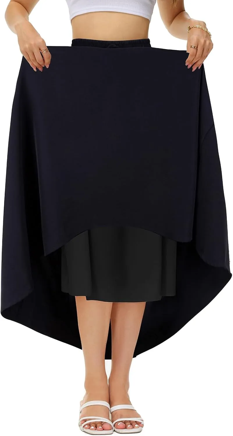 BLEVONH Casual Flowy Maxi Skirts for Women 2024 Autumn and Winter High Waisted Elastic Long Skirts