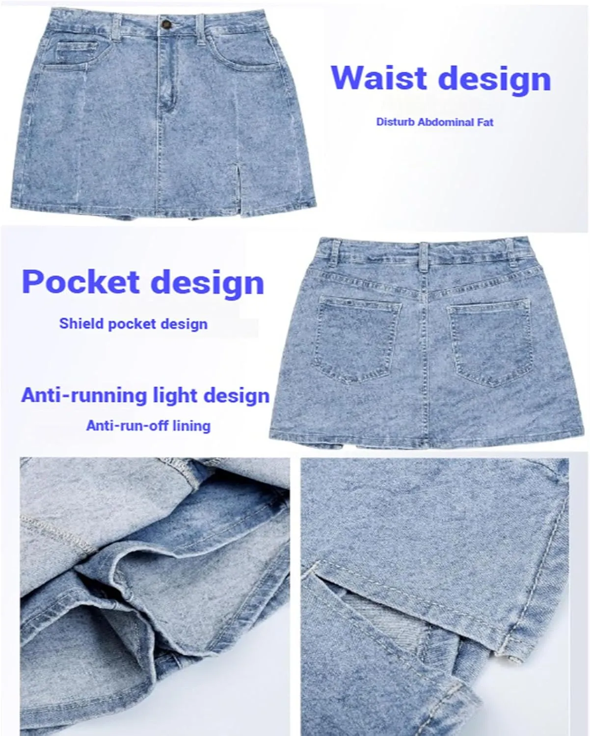 Bloomy Skorts,2025 New Bloomy Jean Skorts,Woman High Waisted Casual Stretchy Denim Skirt Side Split Mini Skirts