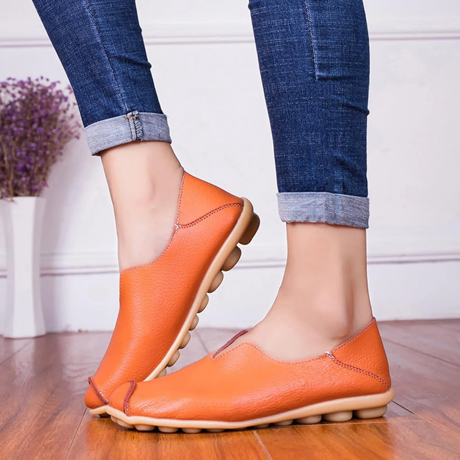 Boat Shoes Women Comfort Walking Sandals Business Casual Non Slip Loafers for Driving Closed Toe Sandals Faux Leather Dressy Loafers