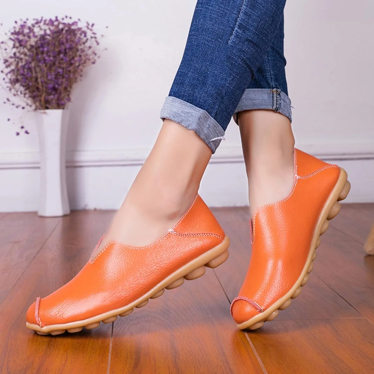Boat Shoes Women Comfort Walking Sandals Business Casual Non Slip Loafers for Driving Closed Toe Sandals Faux Leather Dressy Loafers