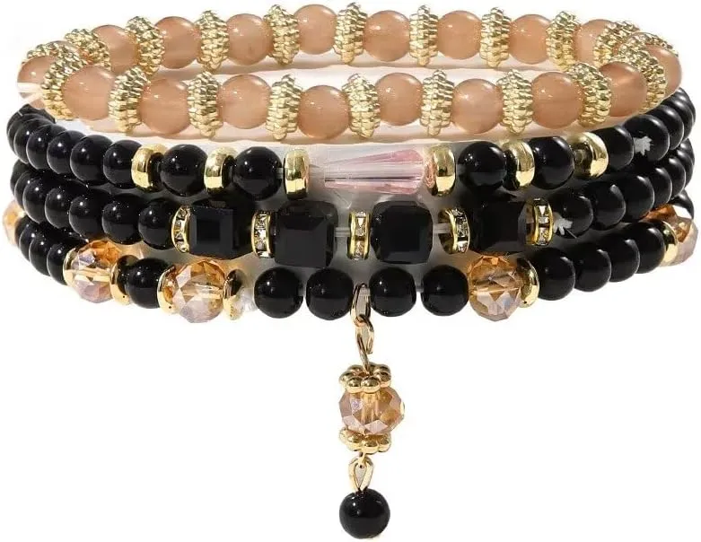 Bohemia Bracelets for Women Vintage Handmade Multilayer Stackable Beads Bracelets Charm Stretch Summer Beach Vacation Jewelry