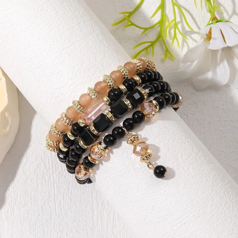 Bohemia Bracelets for Women Vintage Handmade Multilayer Stackable Beads Bracelets Charm Stretch Summer Beach Vacation Jewelry
