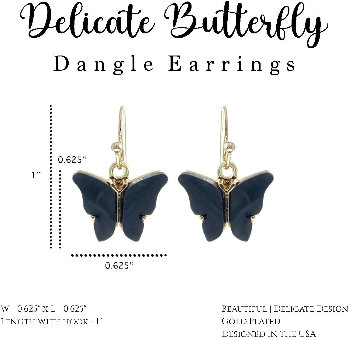 Bohemian Boho Butterfly Drop Dangle Earrings for Women  Beautiful Pastel Colors  Delicate  Dainty - Gift Box Included