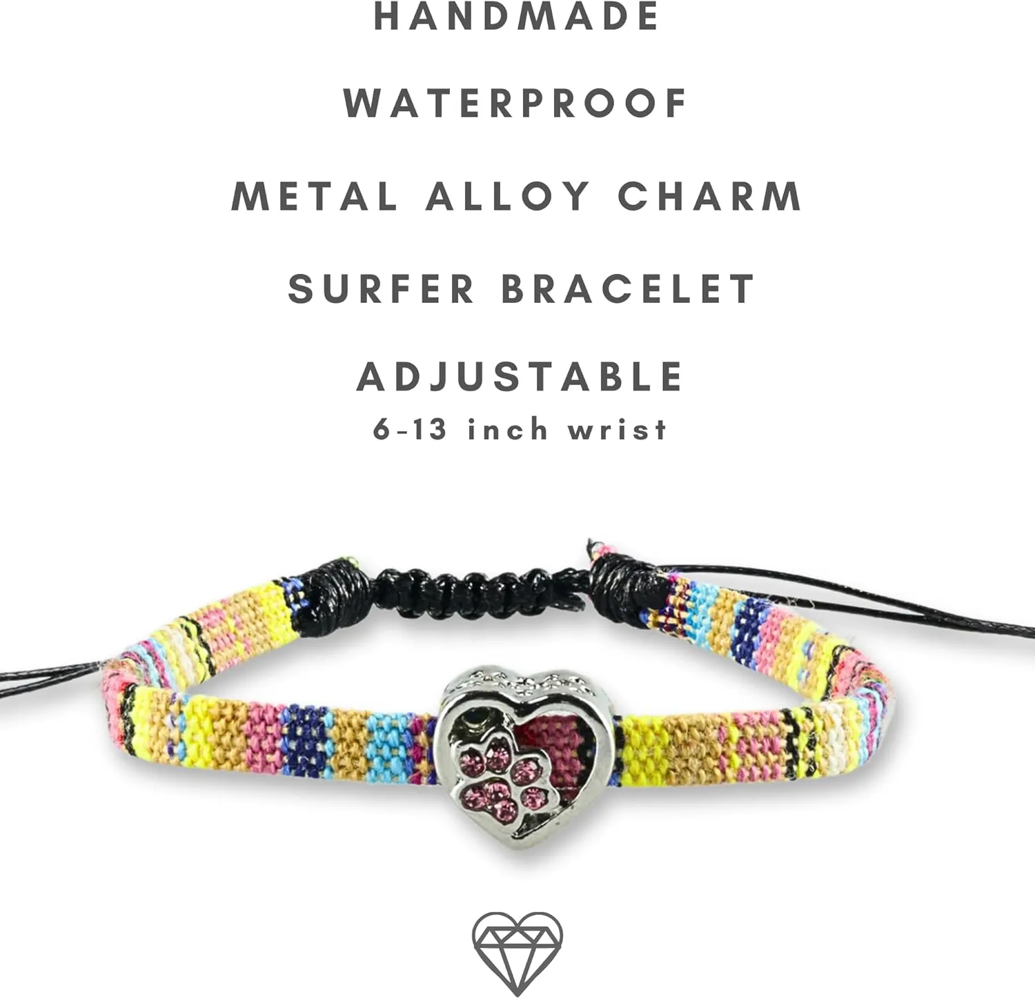 Boho Colorful Woven Cloth Surfer Bracelets with Peace Sign Charm - Adjustable Sizing, Converts into Anklet or Bracelet, Stackable - Dainty Beaded Bracelets and Anklets for Women Waterproof - Trendy Summer Jewelry