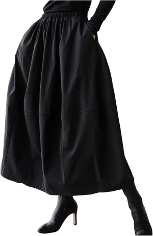 Boho Skirt Women Elastic High Waist Midi Skirt Flowy A Line Long Skirts Ruffle Swing Beach Maxi Pleated Skirts