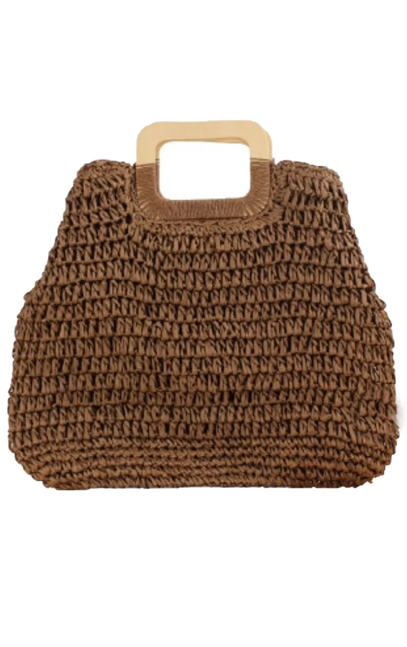 Boho Straw Beach Bag Tan