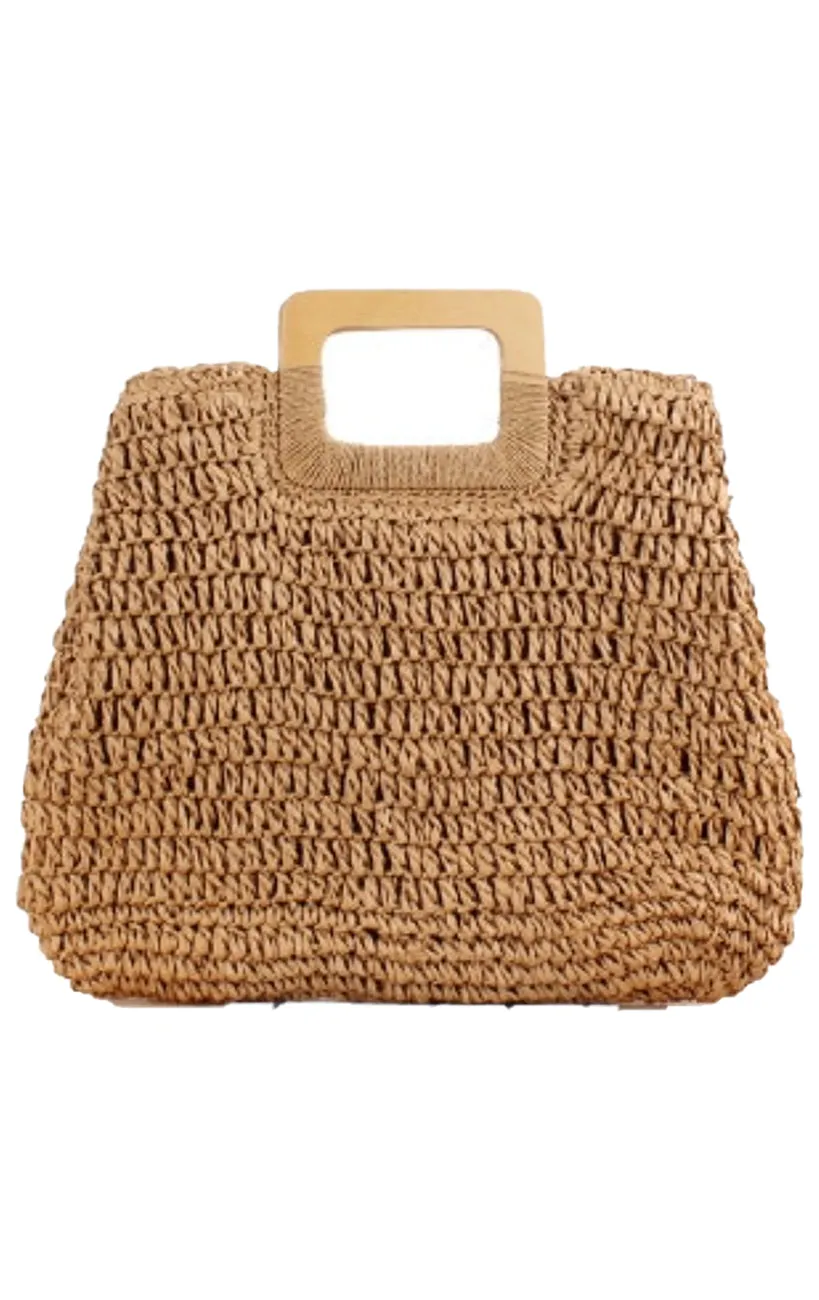 Boho Straw Beach Bag Tan