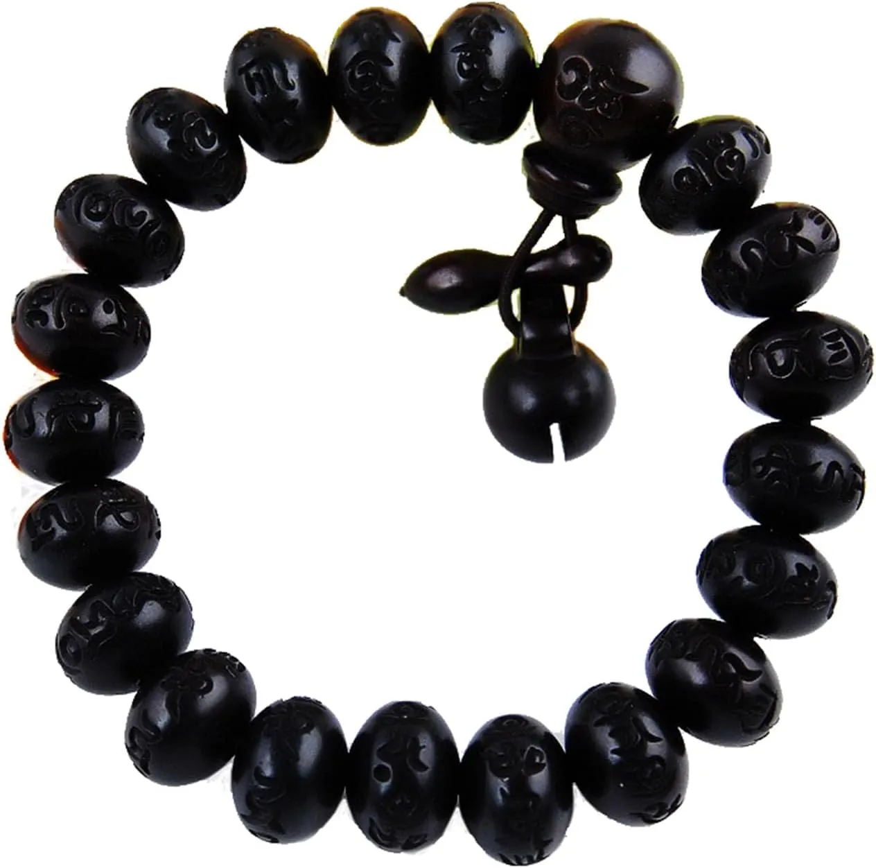 Bracelet Lightning Struck Jujube Wood Mala Prayer Feng Shui Lucky Beads Carved Sanskrit Abacus Style
