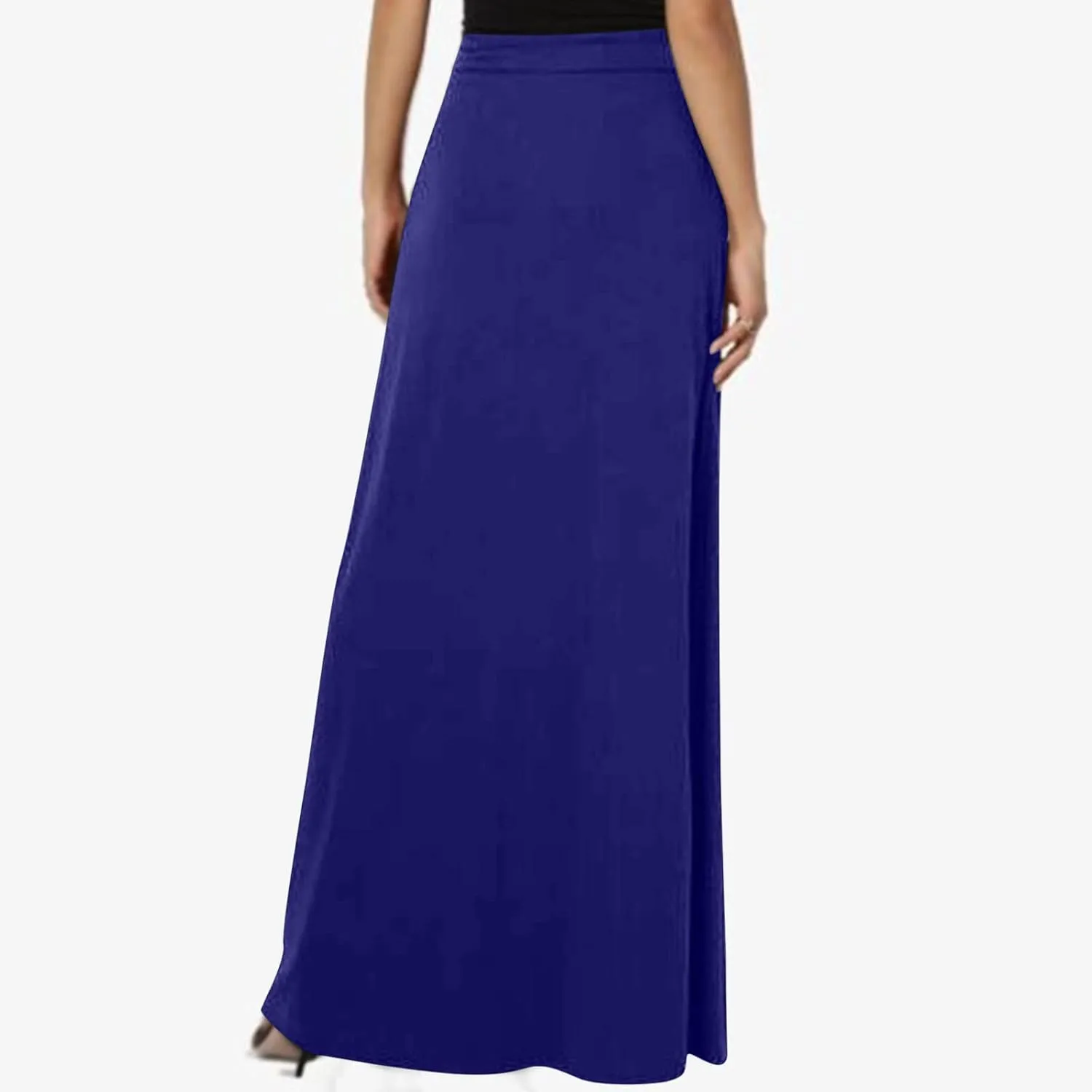 BTDECLAR Women Trendy Summer Maxi Skirt Elegant Elastic High Waisted Flowy Skirts Business Casual Long Skirts with Pockets