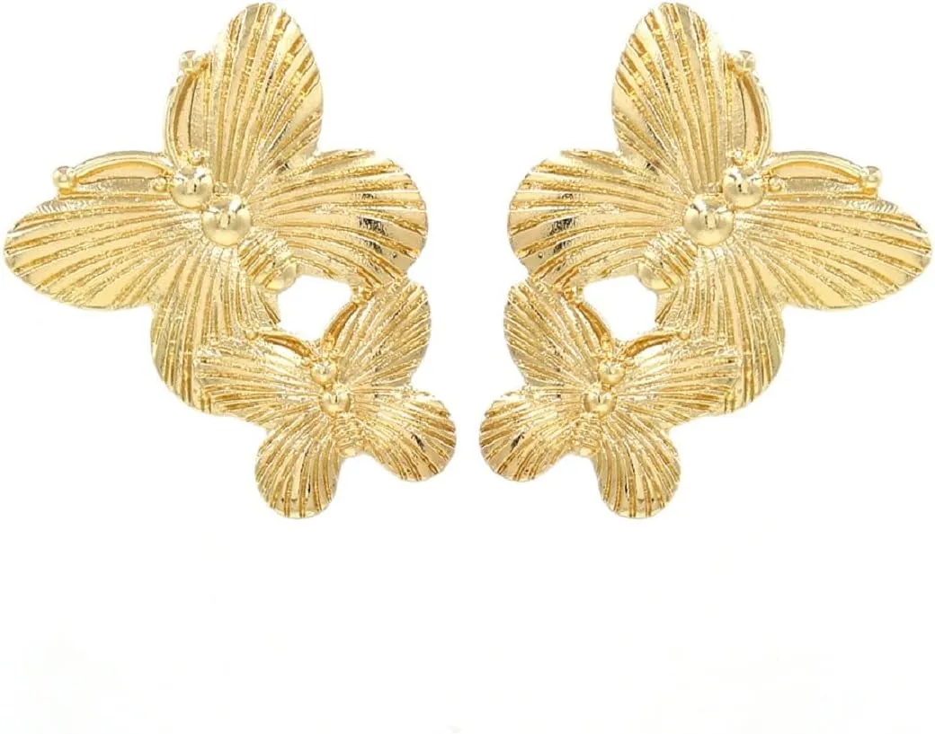 Butterfly Earrings for Women, Cute Insect Butterfly Earrings Floral Butterfly Dangle Earrings Hypoallergenic, Gold Butterfly Drop Earrings, Sterling Silver, No Gemstone