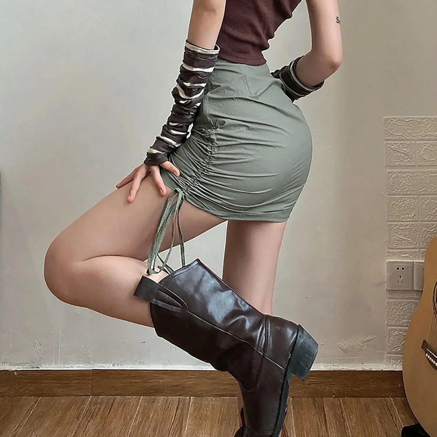 Cargo Skirtwomen'S Cargo Skirt Summer Casual High Waist One-Piece Skirt Ruffle Pencil Skirt Women'S Cargo Skirt
