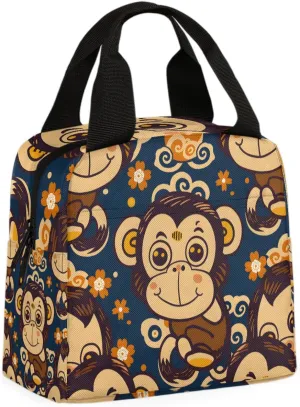 Cartoon Monkey Lunch Bag Colorful Monkey Tote Lunch Bag Reusable Lunch Box Leakproof Cooler Bag
