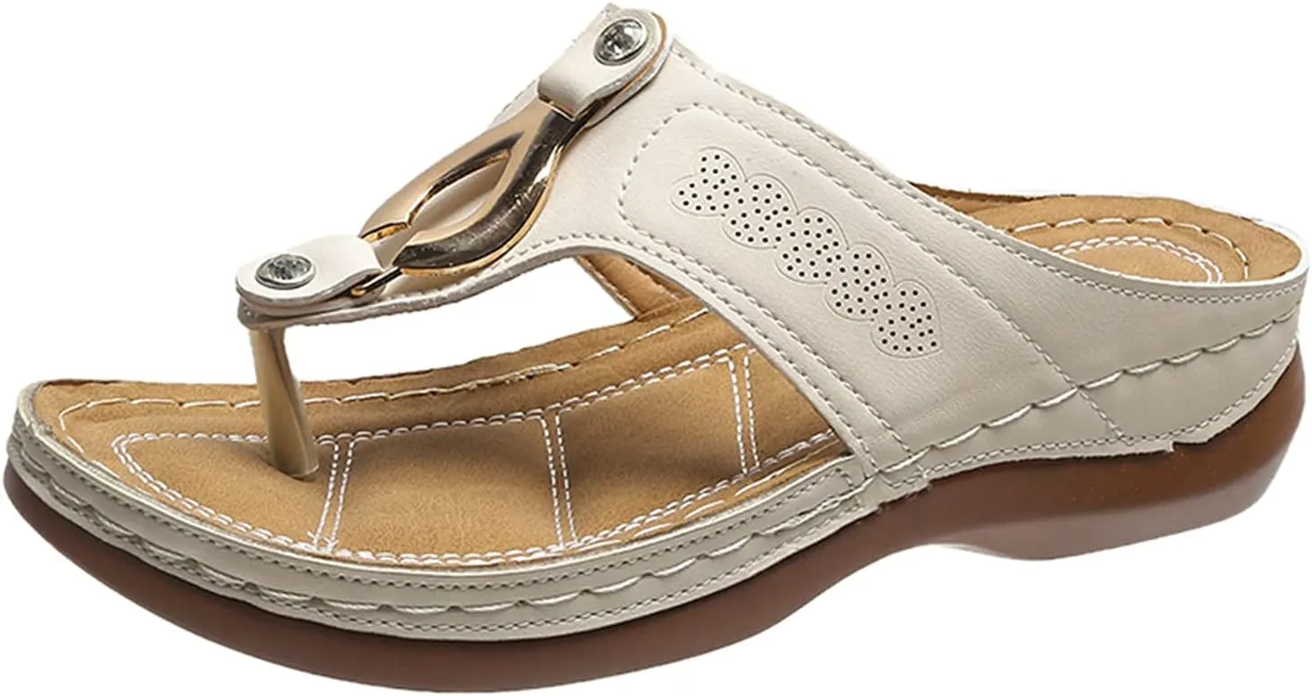 Cathalem Low Wedge Sandals for Women, Orthopedic Sandals for Women Sandals with Arch Support Flip Flops Comfortable Sandals