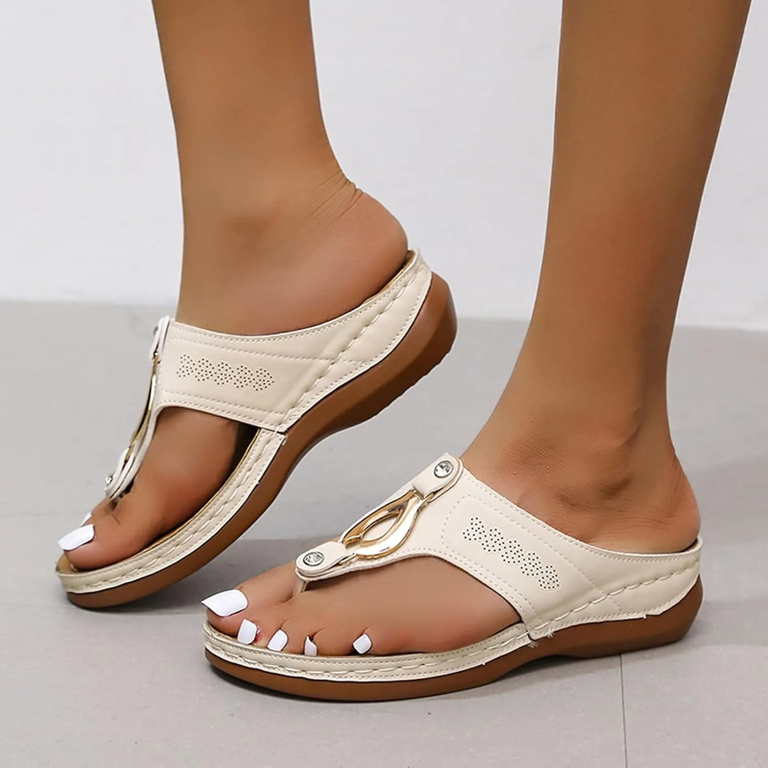 Cathalem Low Wedge Sandals for Women, Orthopedic Sandals for Women Sandals with Arch Support Flip Flops Comfortable Sandals