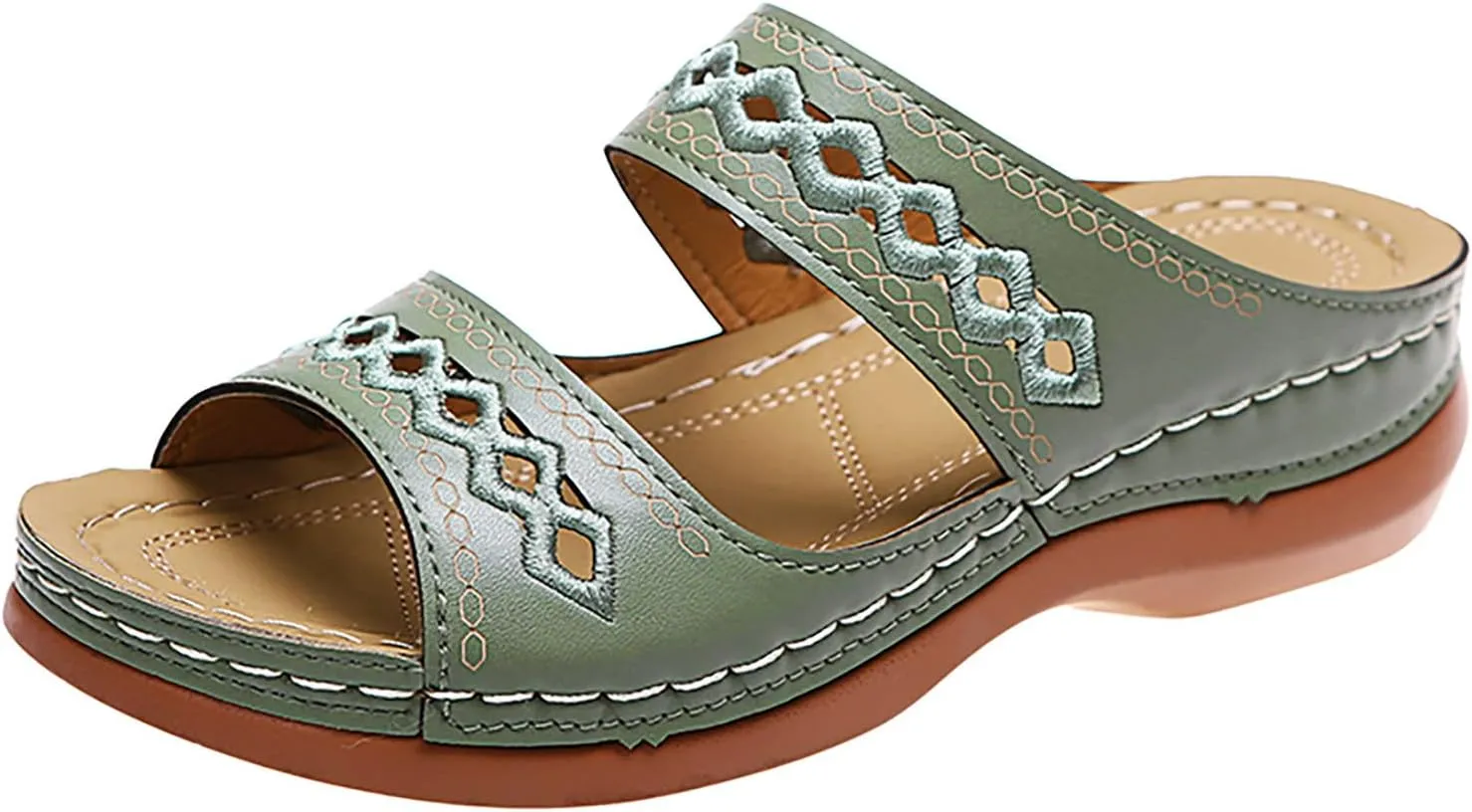 Cathalem Orthopedic Sandals for Women, Womens Walking Slippers with Arch Support Leopard Anti-Slip Comfortable Sandals