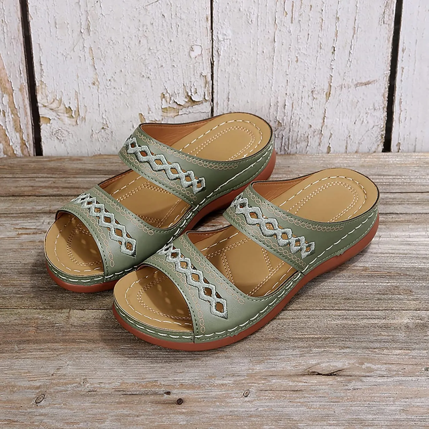 Cathalem Orthopedic Sandals for Women, Womens Walking Slippers with Arch Support Leopard Anti-Slip Comfortable Sandals