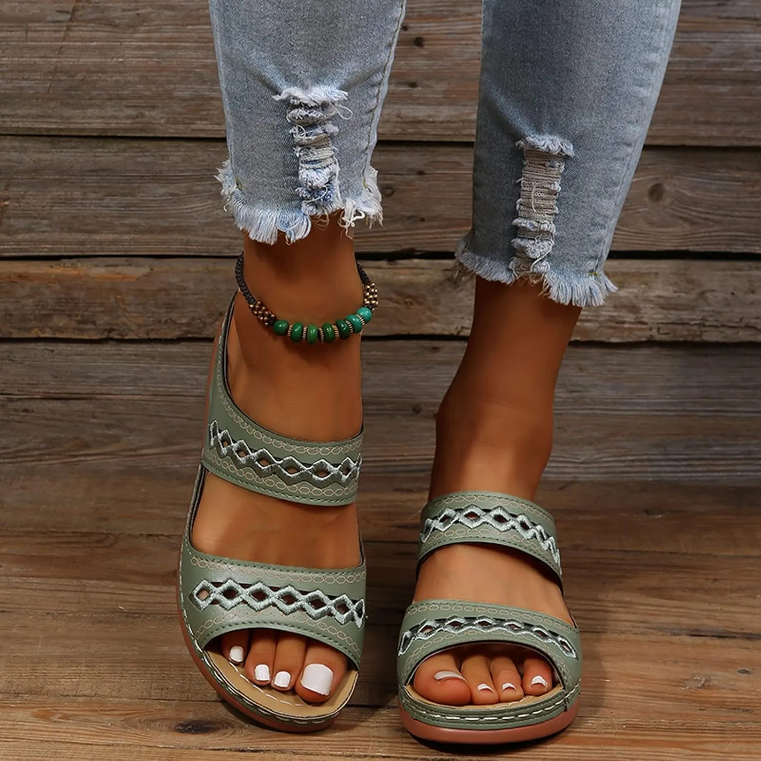Cathalem Orthopedic Sandals for Women, Womens Walking Slippers with Arch Support Leopard Anti-Slip Comfortable Sandals