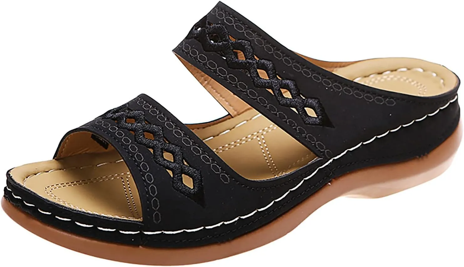 Cathalem Orthopedic Wedge Sandals for Women Dressy Summer Comfortable Walking Sandals with Arch Support