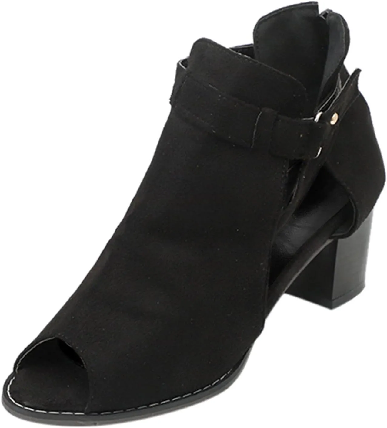 Cathalem Platform Sandals for Women, Women's Suede Peep Toe Ankle Booties Fashion Cut Out Stacked Block Heel Ankle Boots Summer Dressy