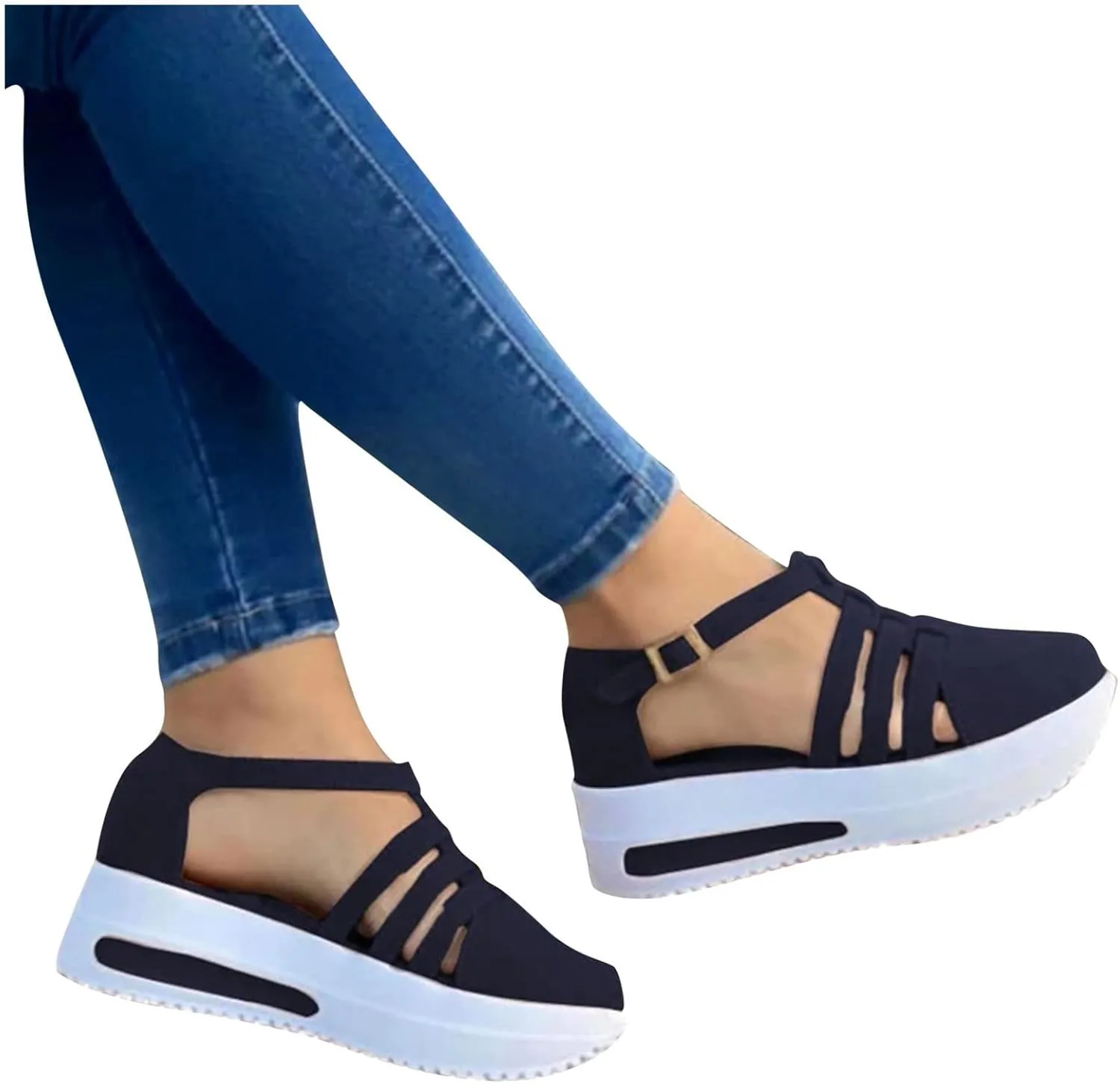 Cathalem Sandals for Women Dressy Summer Comfortable Platform Flat Roman Beach Shoes Summer Comfy Slippers Sandals