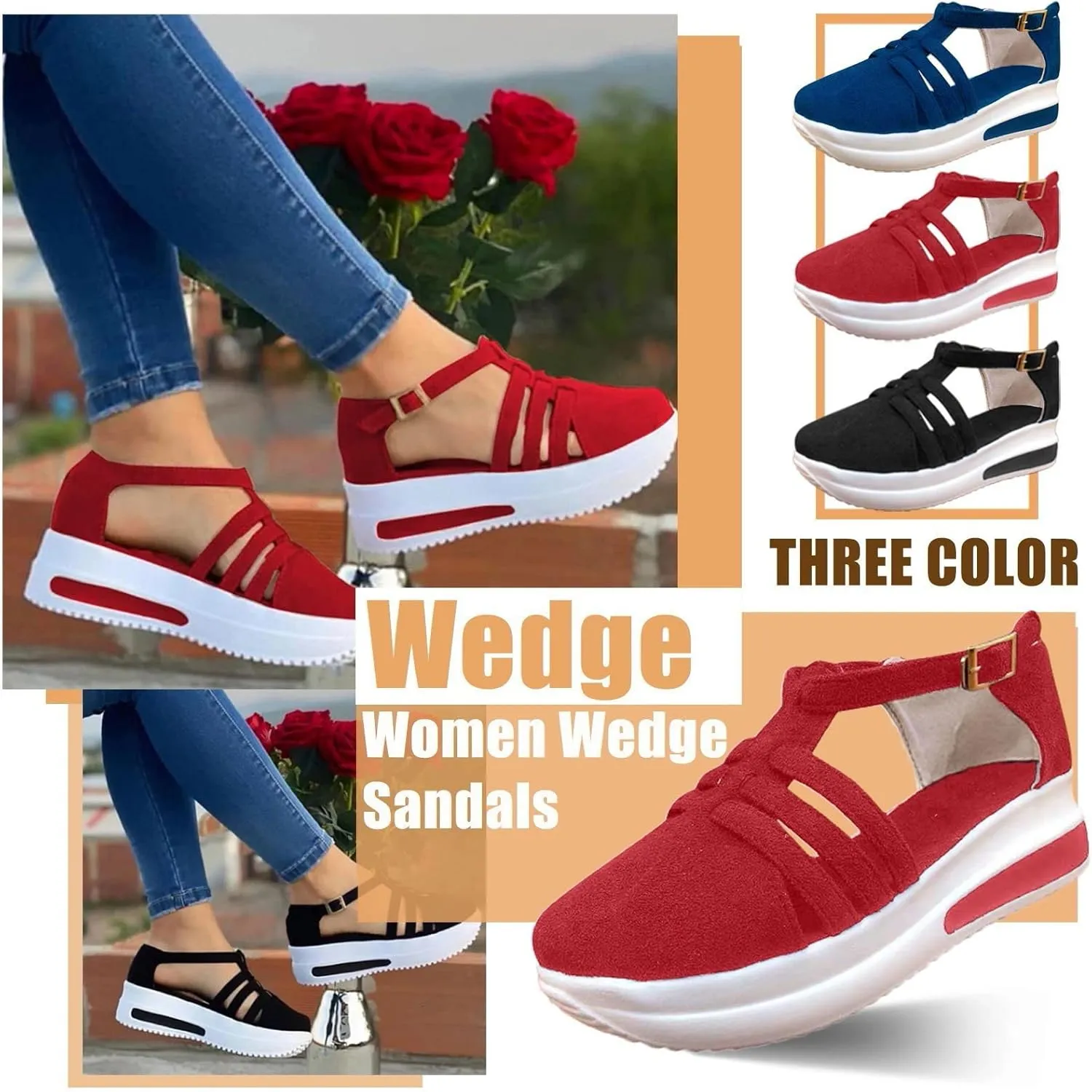 Cathalem Sandals for Women Dressy Summer Comfortable Platform Flat Roman Beach Shoes Summer Comfy Slippers Sandals